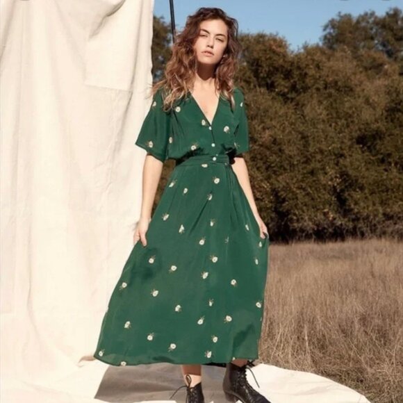 NWT! CHRISTY DAWN The Lottie Dress Emerald Flower Size Small Petite - Picture 2 of 7